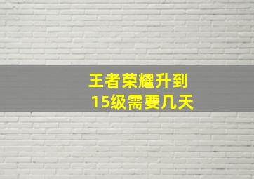 王者荣耀升到15级需要几天