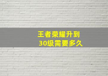 王者荣耀升到30级需要多久