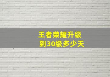 王者荣耀升级到30级多少天