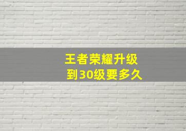 王者荣耀升级到30级要多久