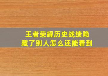 王者荣耀历史战绩隐藏了别人怎么还能看到