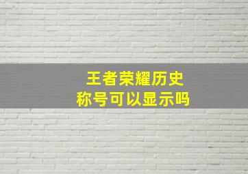 王者荣耀历史称号可以显示吗