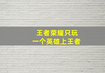 王者荣耀只玩一个英雄上王者