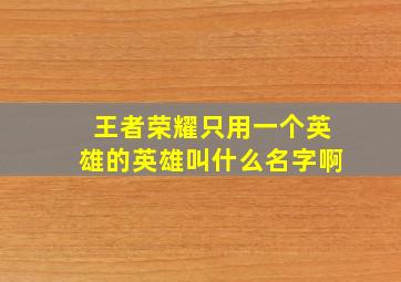 王者荣耀只用一个英雄的英雄叫什么名字啊