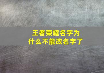 王者荣耀名字为什么不能改名字了