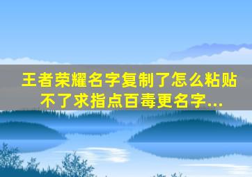 王者荣耀名字复制了怎么粘贴不了求指点百毒更名字...