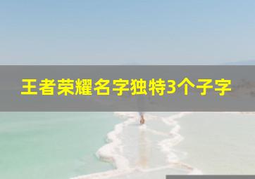 王者荣耀名字独特3个子字