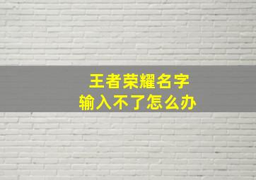 王者荣耀名字输入不了怎么办