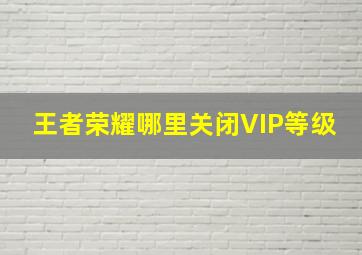 王者荣耀哪里关闭VIP等级