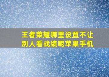 王者荣耀哪里设置不让别人看战绩呢苹果手机