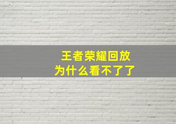 王者荣耀回放为什么看不了了