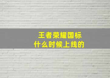 王者荣耀国标什么时候上线的