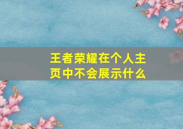 王者荣耀在个人主页中不会展示什么