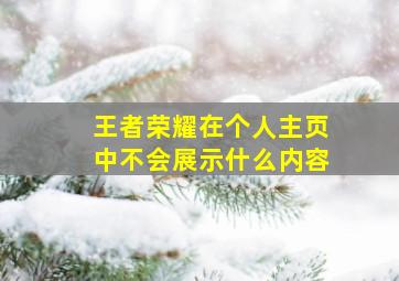 王者荣耀在个人主页中不会展示什么内容