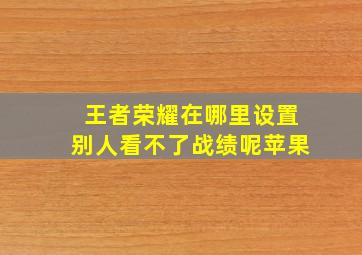 王者荣耀在哪里设置别人看不了战绩呢苹果