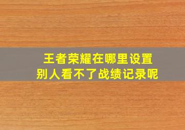 王者荣耀在哪里设置别人看不了战绩记录呢