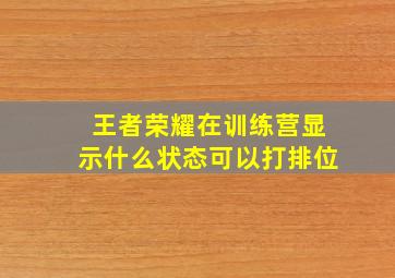 王者荣耀在训练营显示什么状态可以打排位