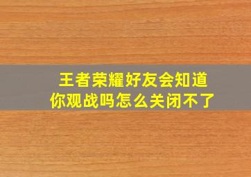 王者荣耀好友会知道你观战吗怎么关闭不了