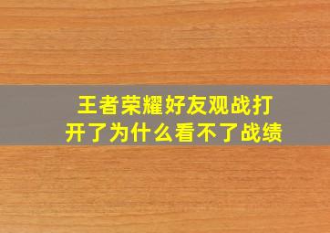 王者荣耀好友观战打开了为什么看不了战绩