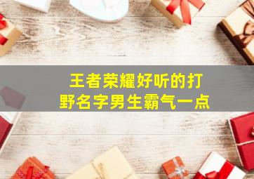 王者荣耀好听的打野名字男生霸气一点