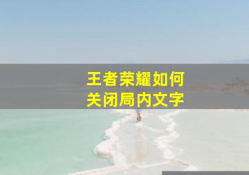 王者荣耀如何关闭局内文字