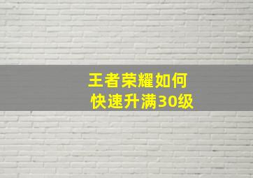 王者荣耀如何快速升满30级