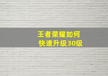 王者荣耀如何快速升级30级