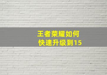 王者荣耀如何快速升级到15