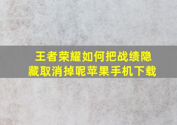 王者荣耀如何把战绩隐藏取消掉呢苹果手机下载