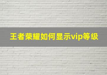 王者荣耀如何显示vip等级