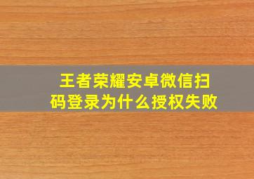 王者荣耀安卓微信扫码登录为什么授权失败