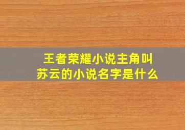 王者荣耀小说主角叫苏云的小说名字是什么