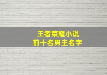 王者荣耀小说前十名男主名字