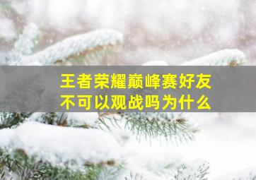 王者荣耀巅峰赛好友不可以观战吗为什么