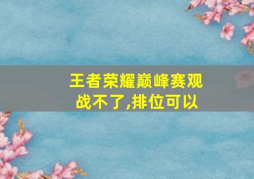 王者荣耀巅峰赛观战不了,排位可以