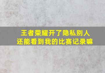 王者荣耀开了隐私别人还能看到我的比赛记录嘛