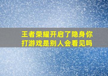 王者荣耀开启了隐身你打游戏是别人会看见吗