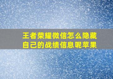 王者荣耀微信怎么隐藏自己的战绩信息呢苹果