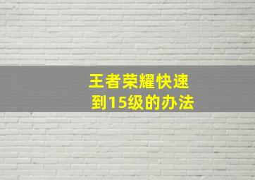 王者荣耀快速到15级的办法