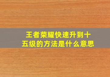 王者荣耀快速升到十五级的方法是什么意思