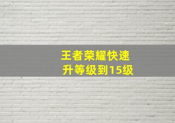 王者荣耀快速升等级到15级