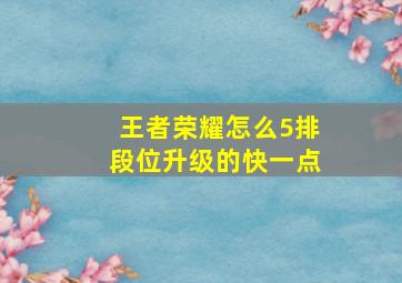 王者荣耀怎么5排段位升级的快一点