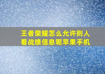 王者荣耀怎么允许别人看战绩信息呢苹果手机