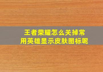 王者荣耀怎么关掉常用英雄显示皮肤图标呢