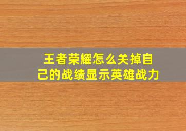 王者荣耀怎么关掉自己的战绩显示英雄战力