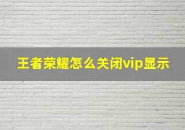 王者荣耀怎么关闭vip显示