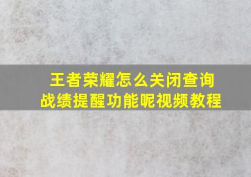 王者荣耀怎么关闭查询战绩提醒功能呢视频教程