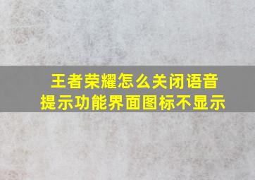 王者荣耀怎么关闭语音提示功能界面图标不显示