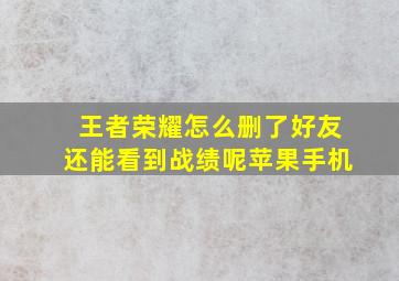 王者荣耀怎么删了好友还能看到战绩呢苹果手机