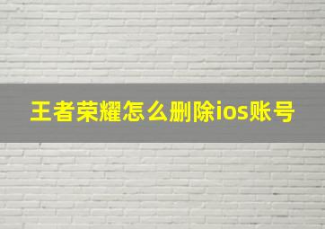 王者荣耀怎么删除ios账号